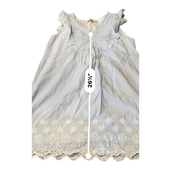 🚨Host Pick 🚨LOFT White Eyelet Midi Dress. Blue and white striped. - Picture 8 of 9